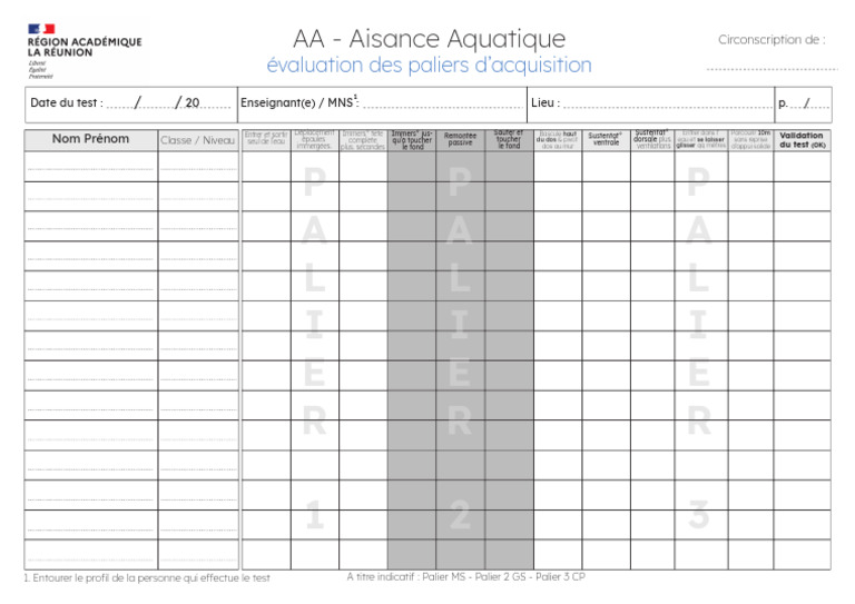 Évaluation de l'aisance aquatique | PDF