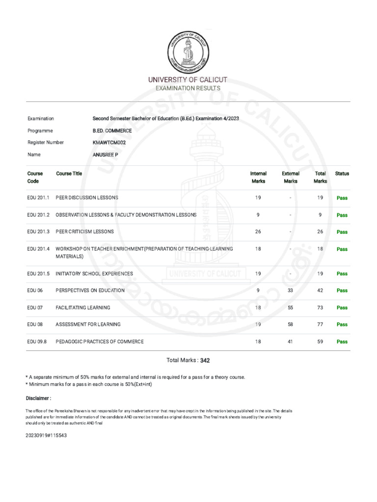 Bed 2nd sem result pdf learning behavior modification
