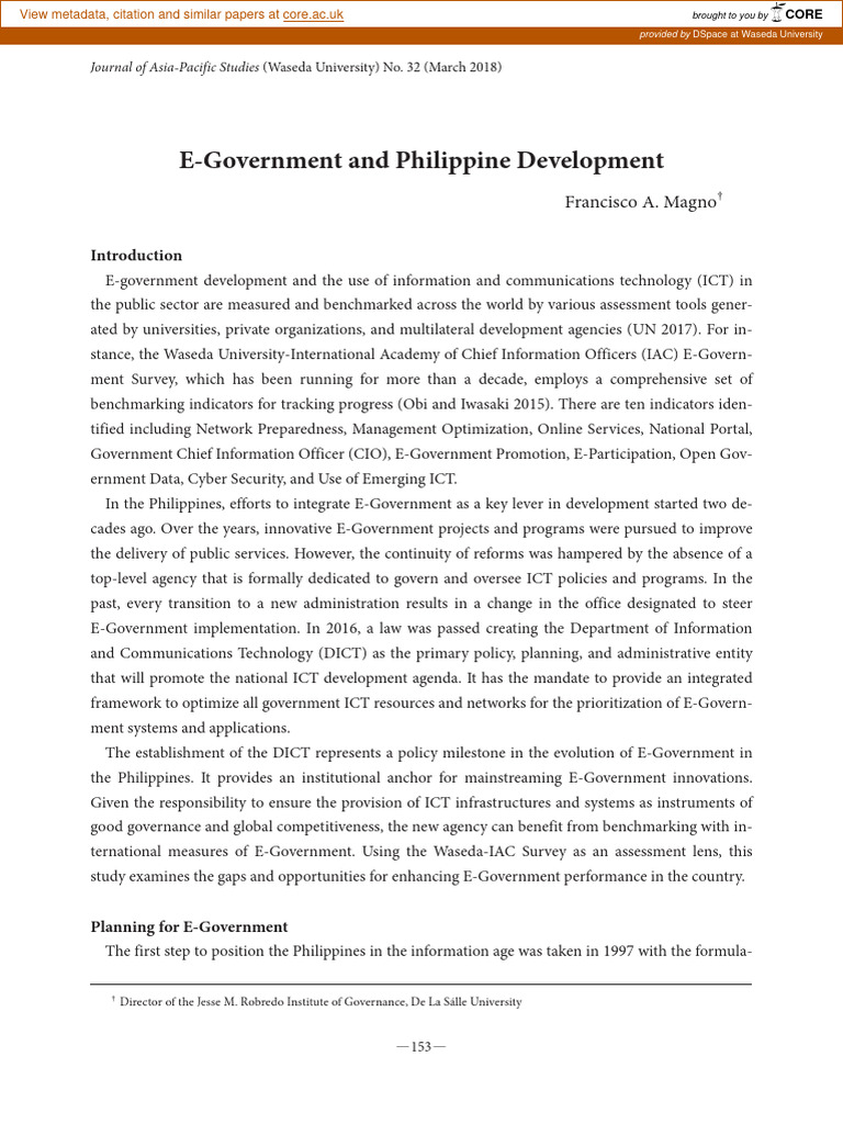 E-Government's Role in Philippine Development | PDF | E Government ...