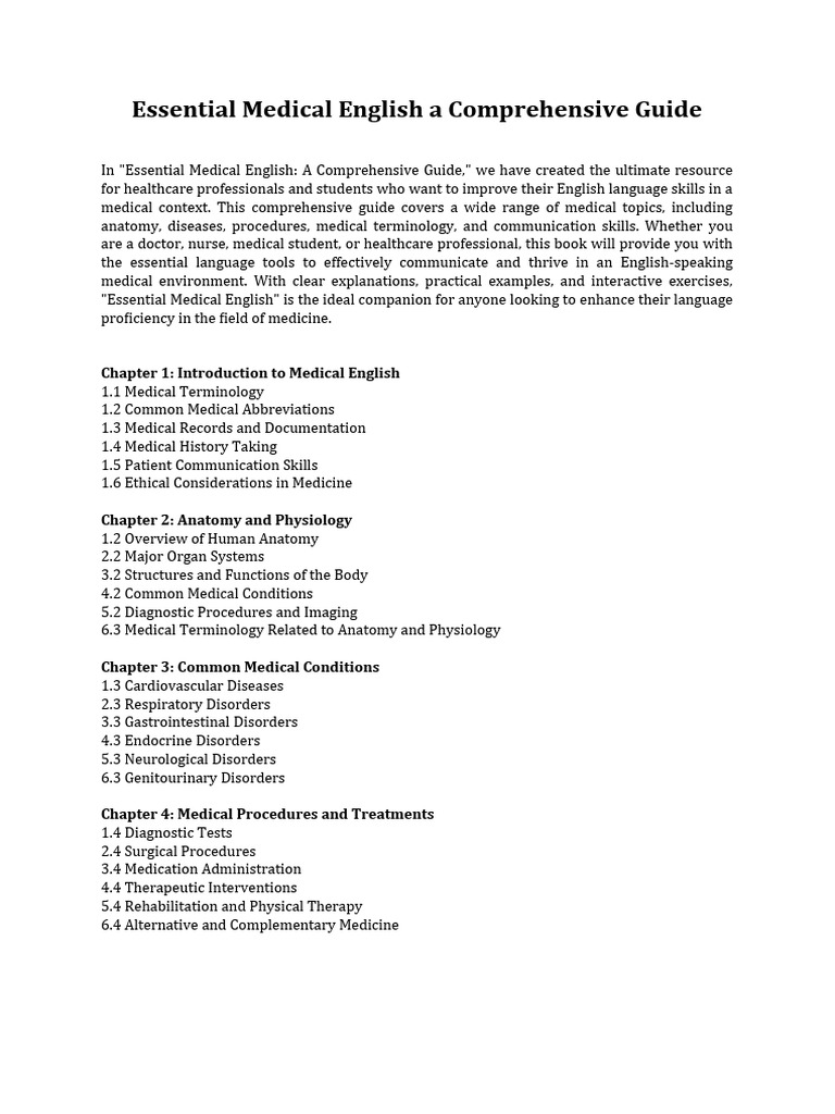Essential Medical English A Comprehensive Guide PDF Medical Ethics Medical Imaging