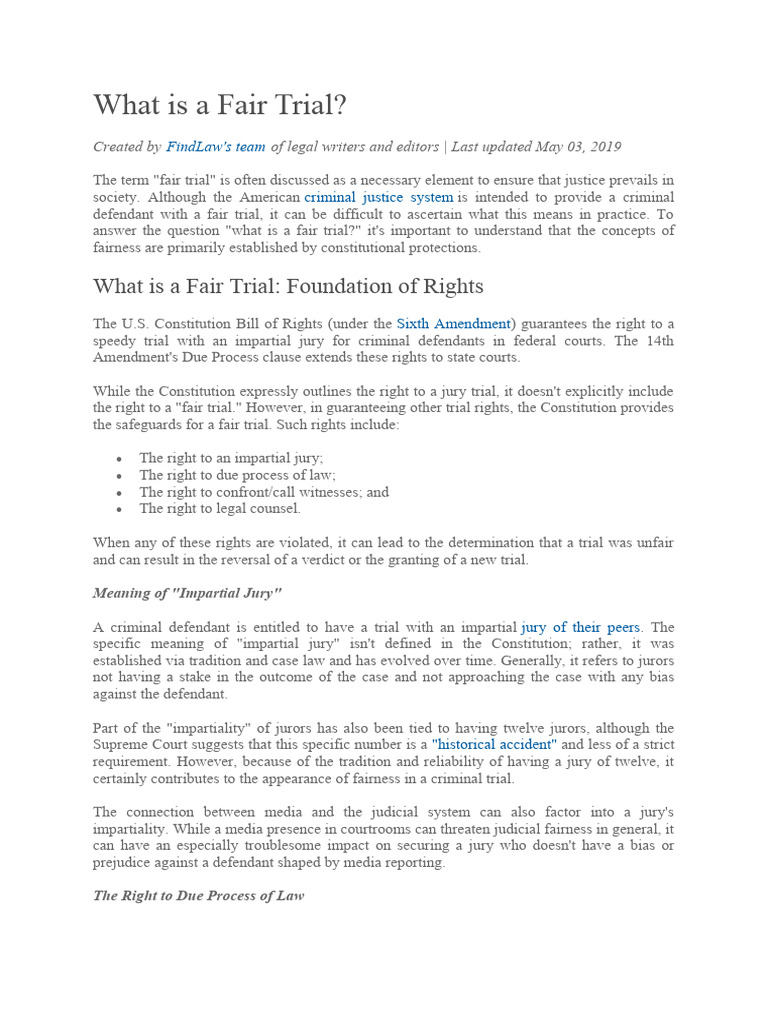 Hand Out 1 Fair Trial | PDF | Right To A Fair Trial | Common Law