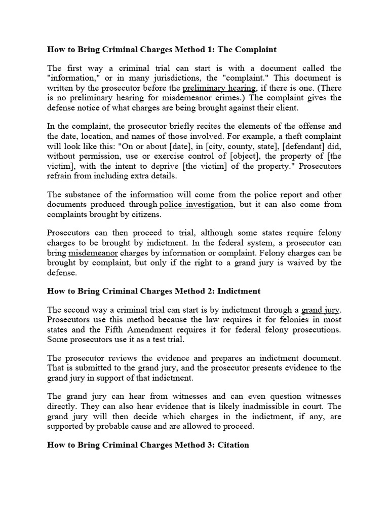 How to Initiate Criminal Charges | PDF | Indictment | Prosecutor