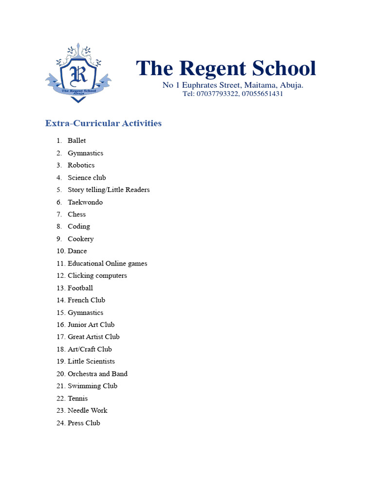 Extra-Curricular Activities | PDF