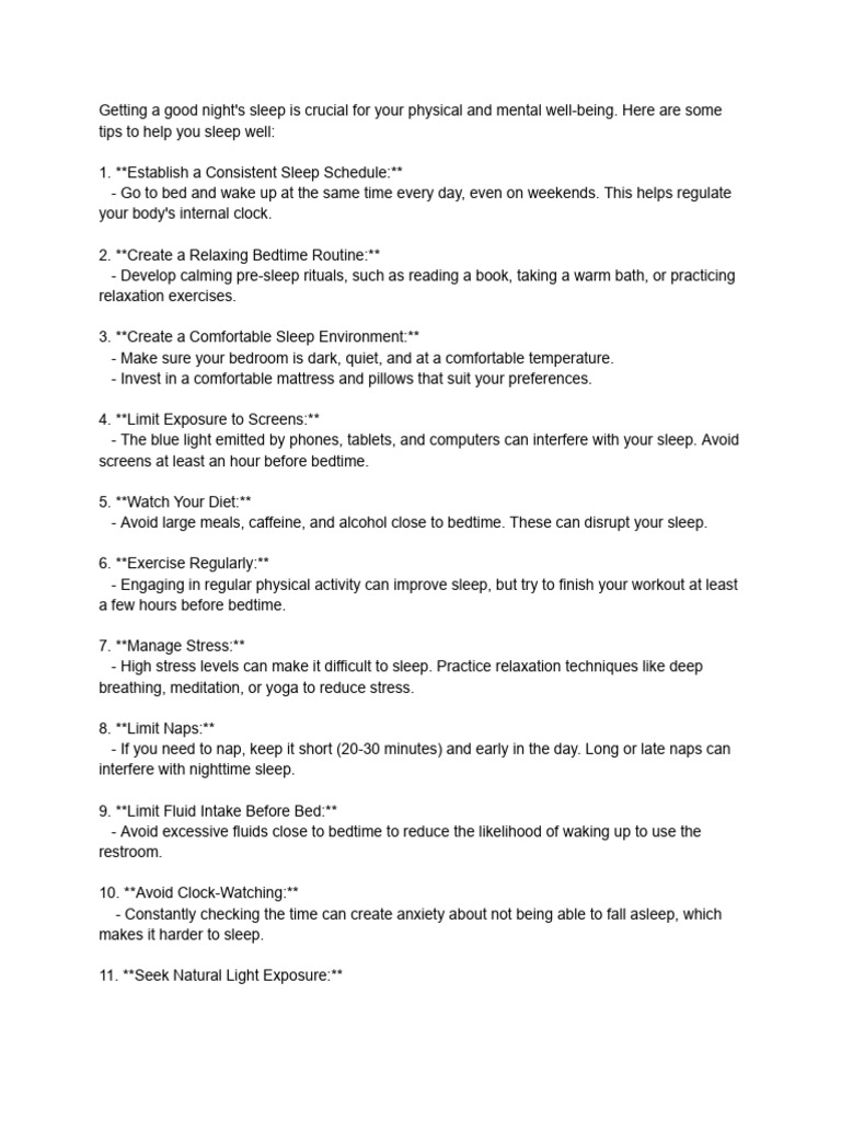 How To Sleep Well | PDF