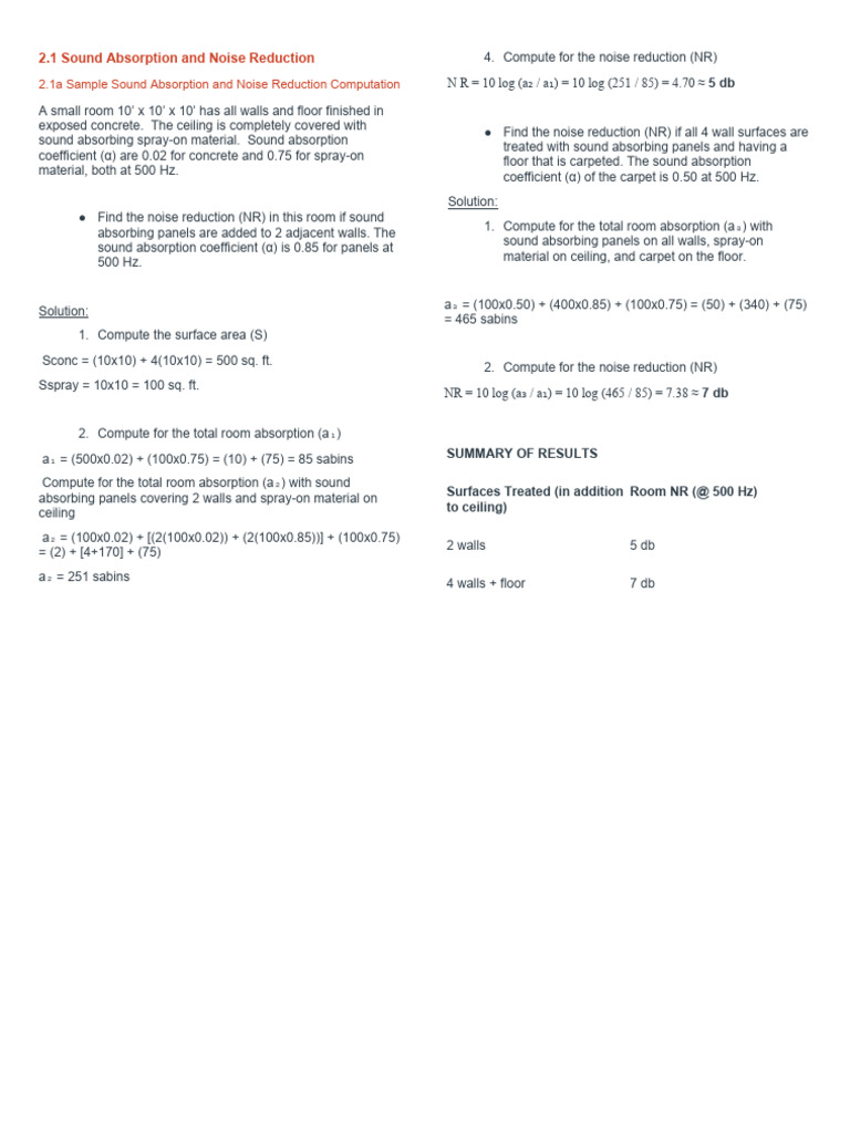 Noise Reduction in Treated Rooms | PDF | Teaching Methods & Materials ...
