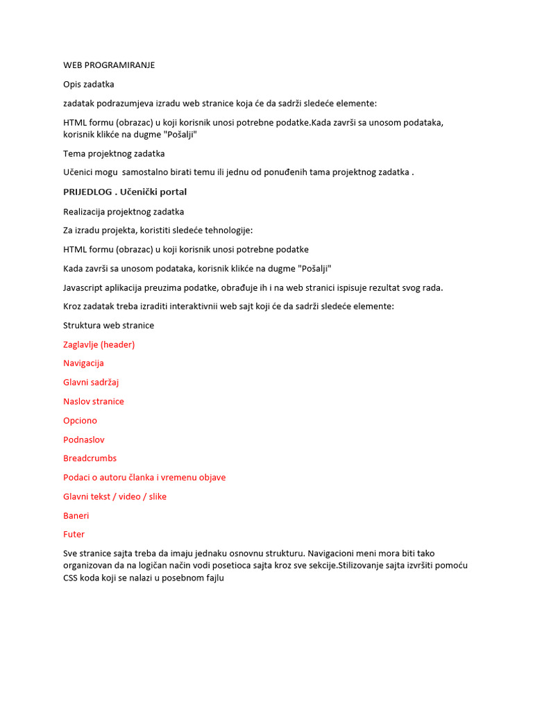 Vjezba HTML, CSS, Js | PDF