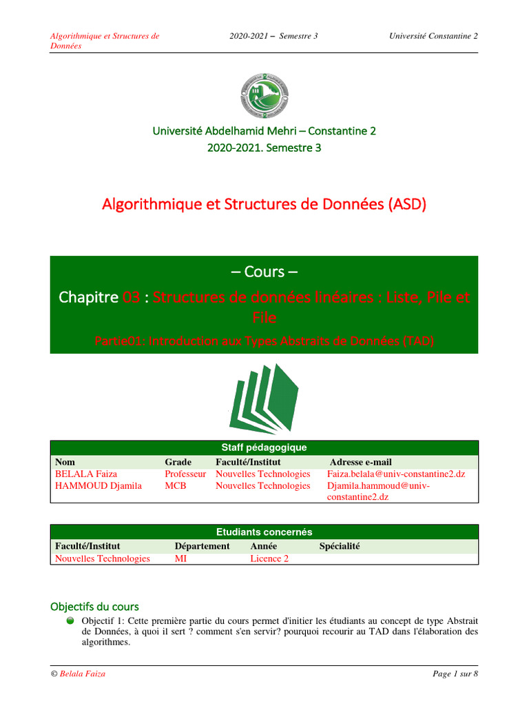 Structures de Données Linéaires et TAD | PDF | Booléen | Logique ...