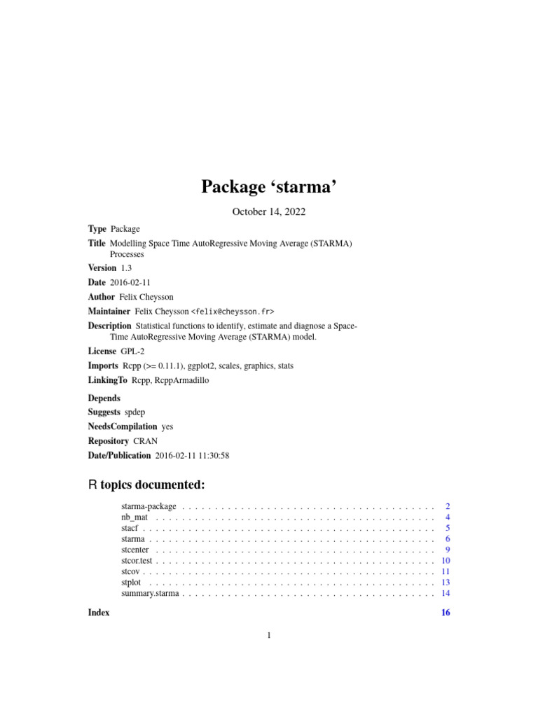 STARMA Model for Space-Time Series Analysis | PDF | Applied Mathematics ...