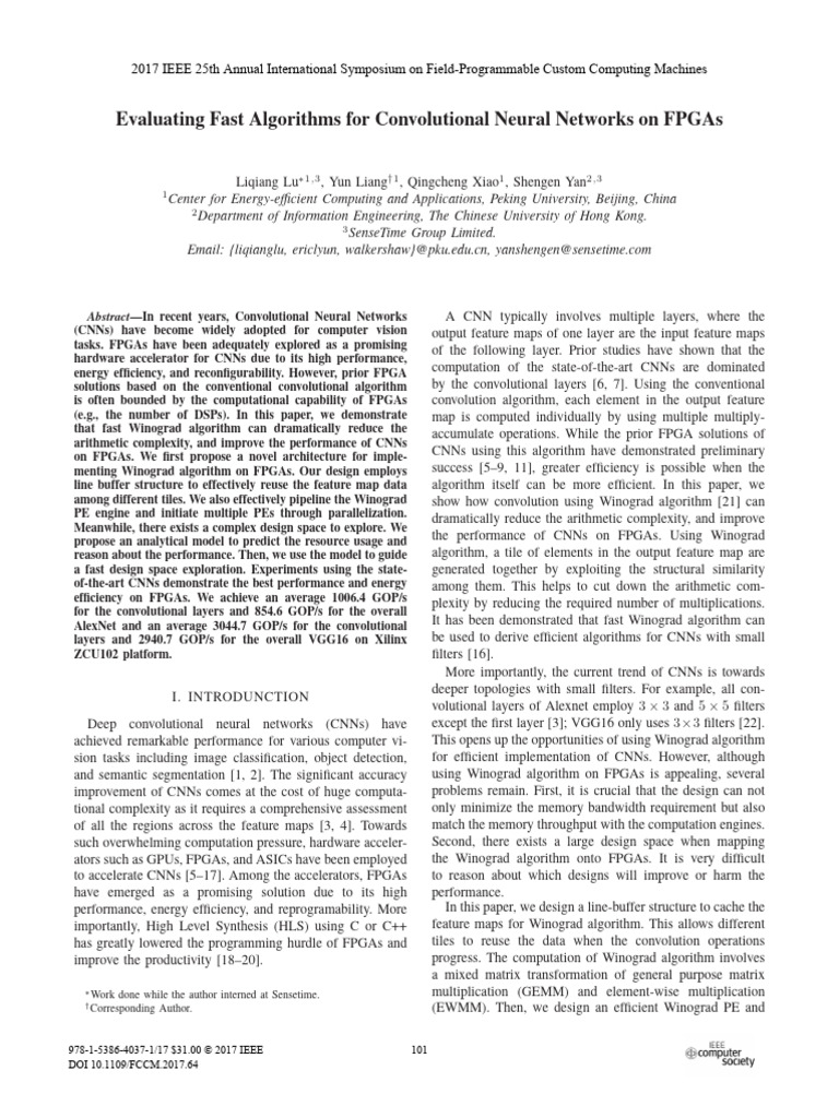 Fast Winograd CNNs on FPGAs | PDF | Field Programmable Gate Array ...