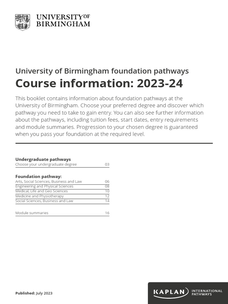 University of Birmingham Foundation Pathways | PDF | International ...