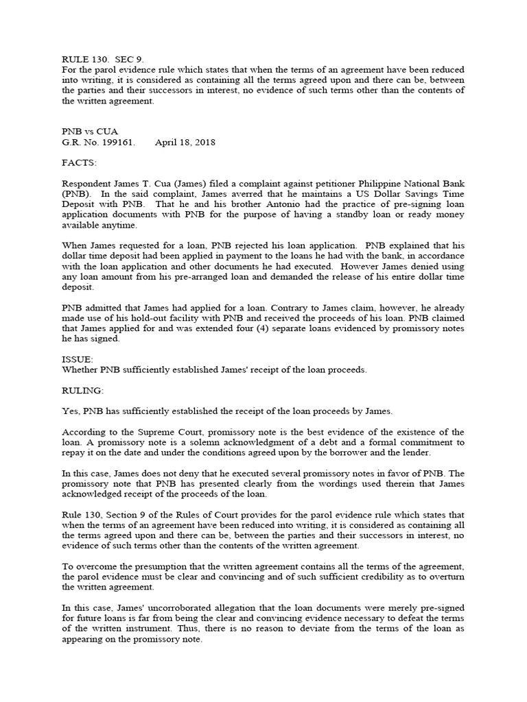 PNB Vs CUA GR 199161 PDF Loans Promissory Note