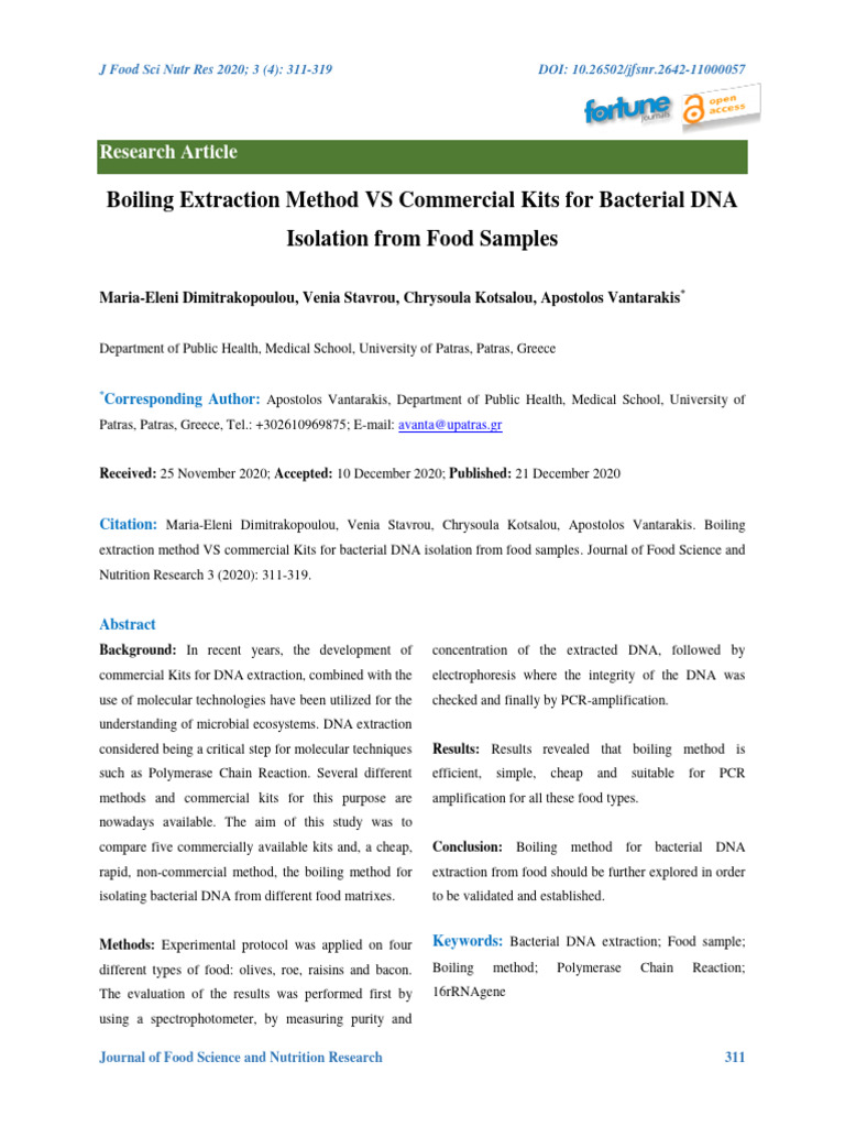 Boiling Extraction Method Vs Commercial Kits For Bacterial Dna ...