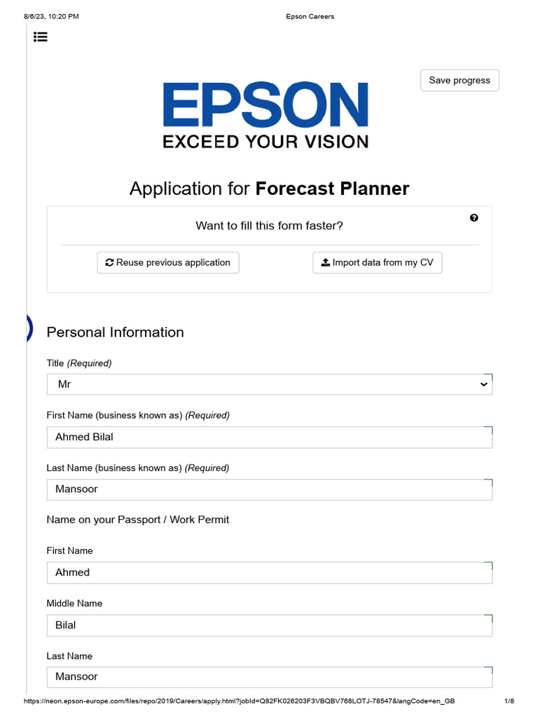 Epson Careers PDF