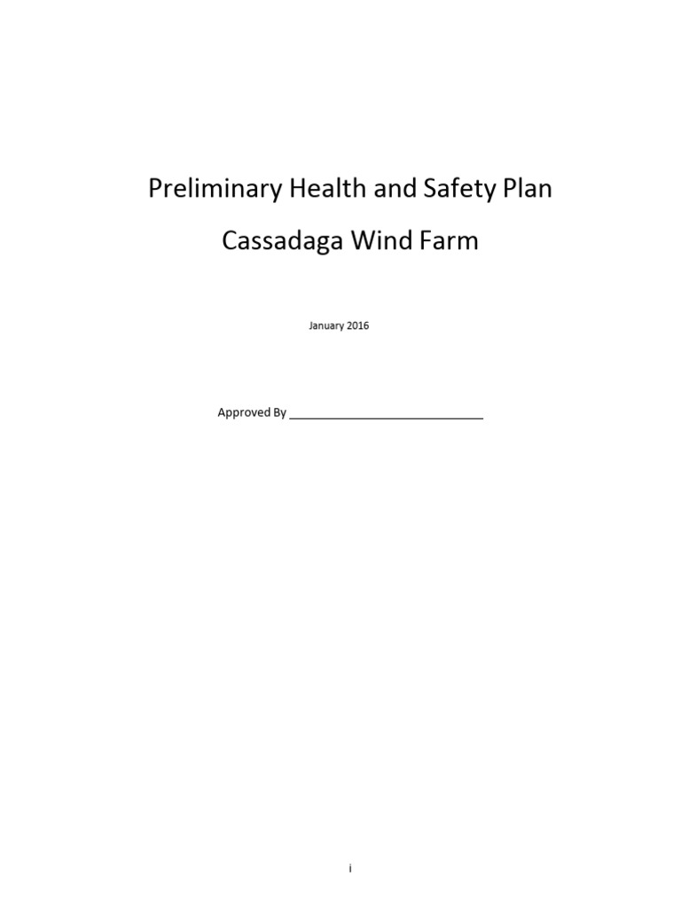 Preliminary Health and Safety Plan, Cassadaga Wind Farm 2016 PDF Forklift Crane (Machine)
