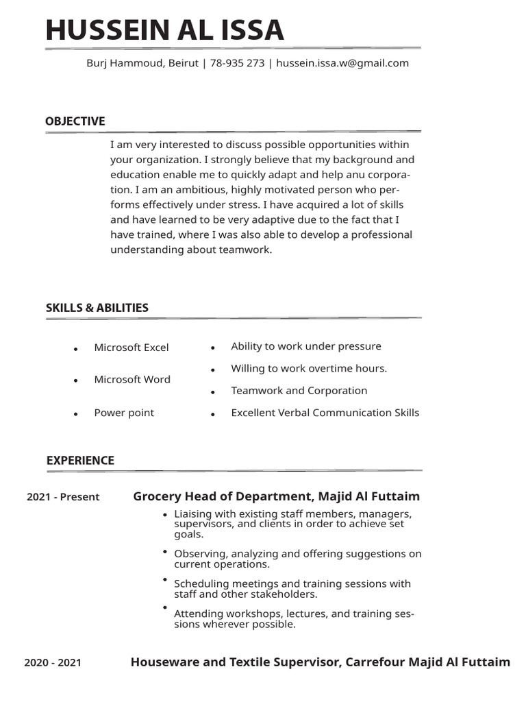 Template Resume PDF Business Human Communication