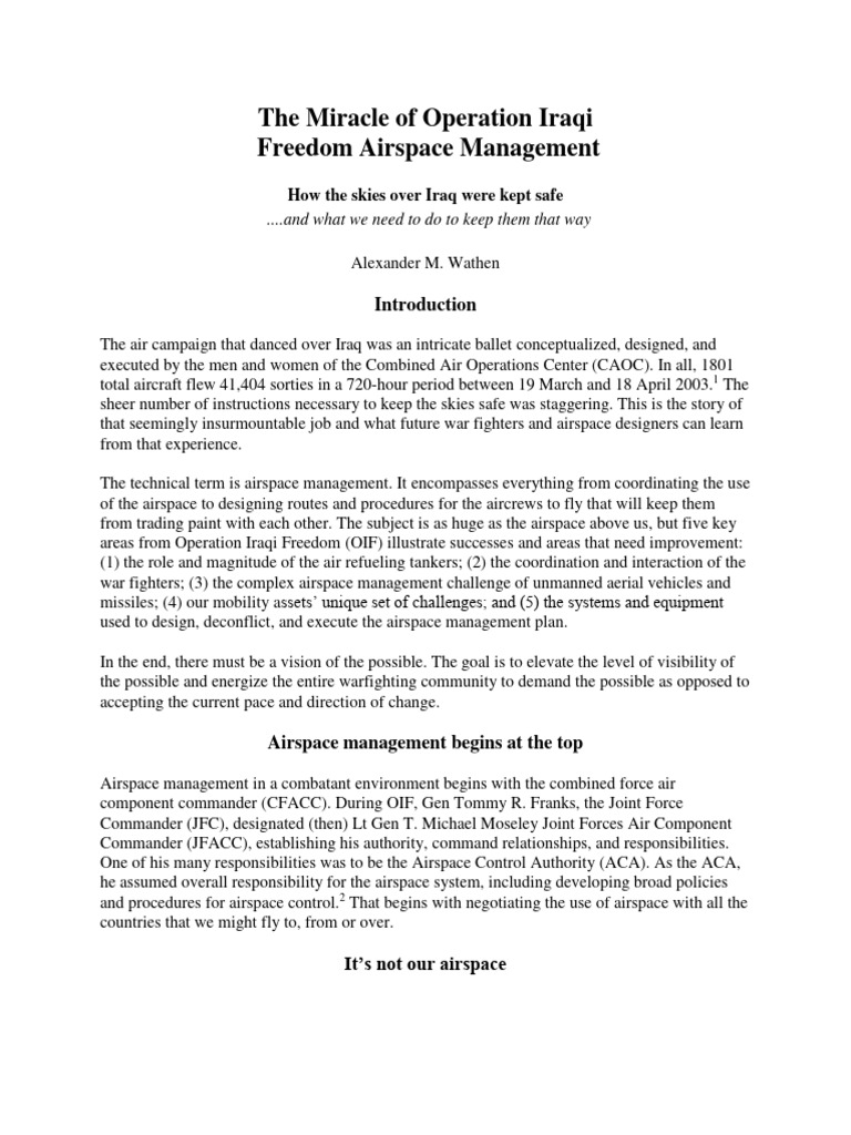 Airspace Management in OIF Explained | PDF | Aerial Refueling ...