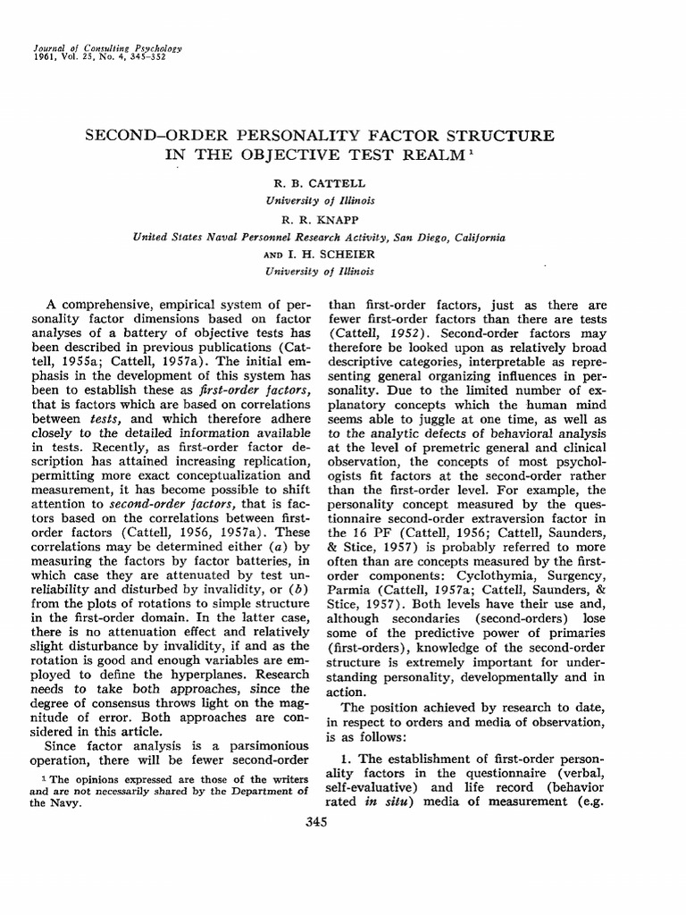 Cattell 1961 | PDF | Psychological Concepts | Psychology