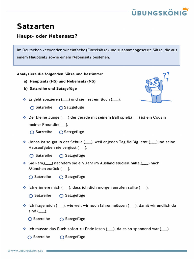 2 Uebungskoenig Satzarten | PDF