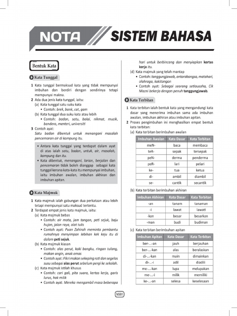 Nota Sistem Bahasa | PDF