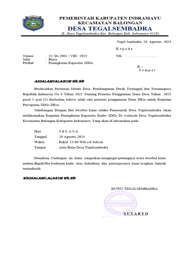 Undangan Musyawarh Desa | PDF