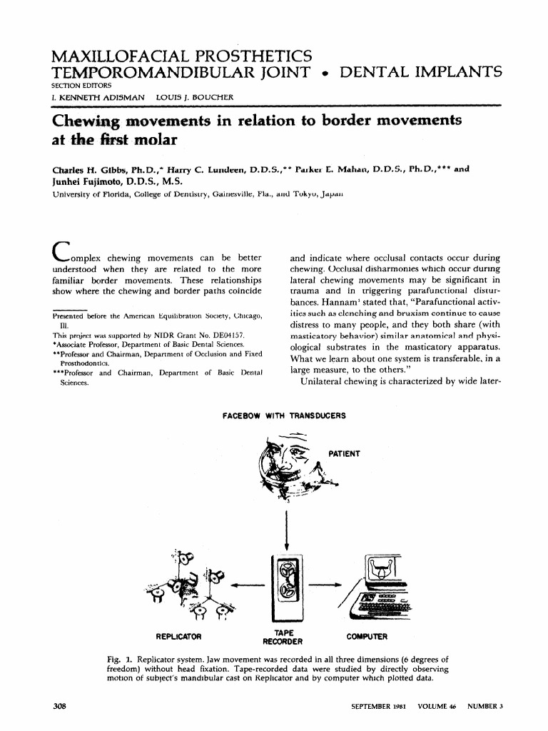 Gibbs, Lundeen Et Al 1981 - Chewing Movements in Relation To Border ...