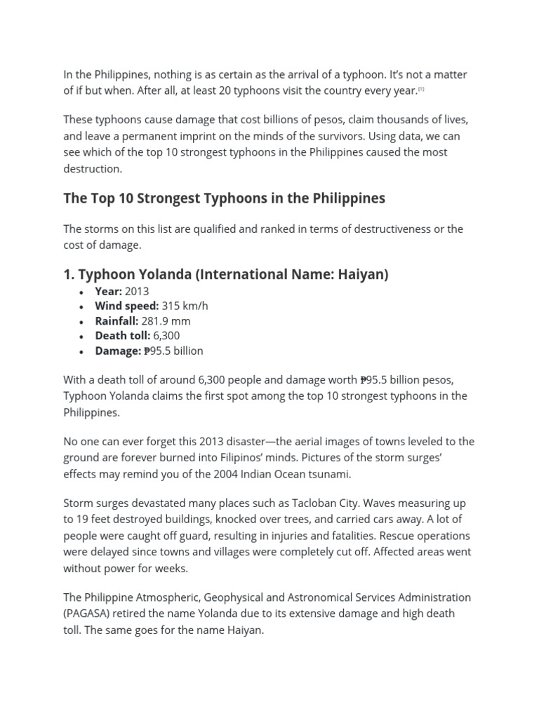 10 Most Powerful Storm in The Philippines | PDF