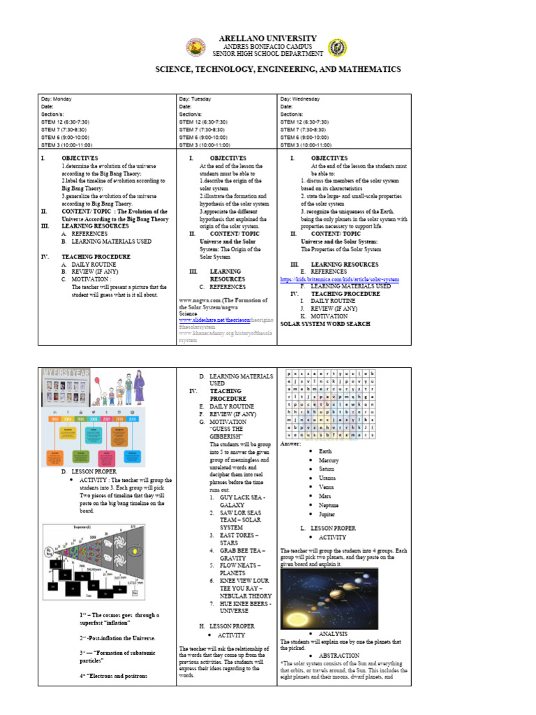 Lesson 4 6 Earth Science Pdf Pdf Planets Solar System