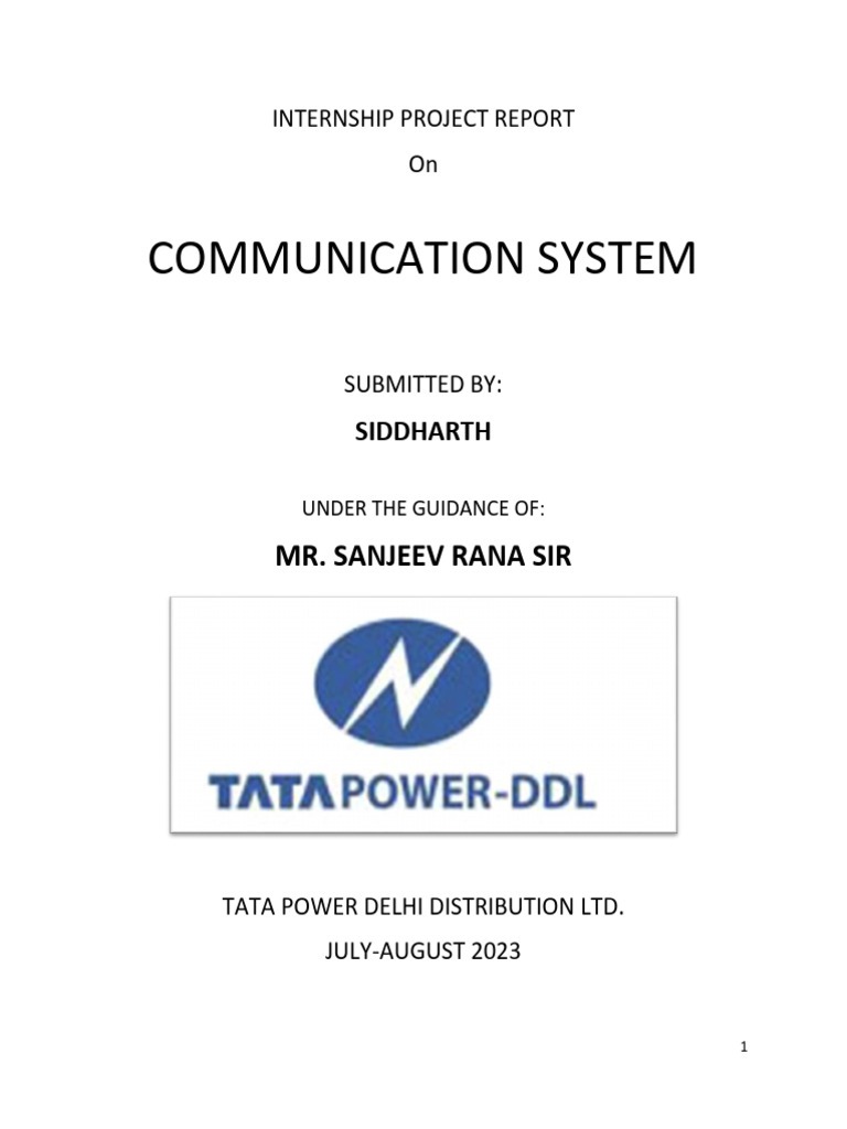 TPDDL Internship Report Download Free PDF Computer Network Radio