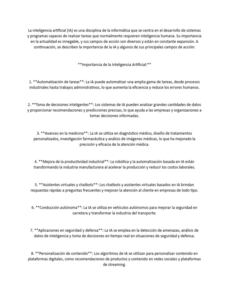 Importancia Actual de la IA | PDF | Inteligencia artificial ...