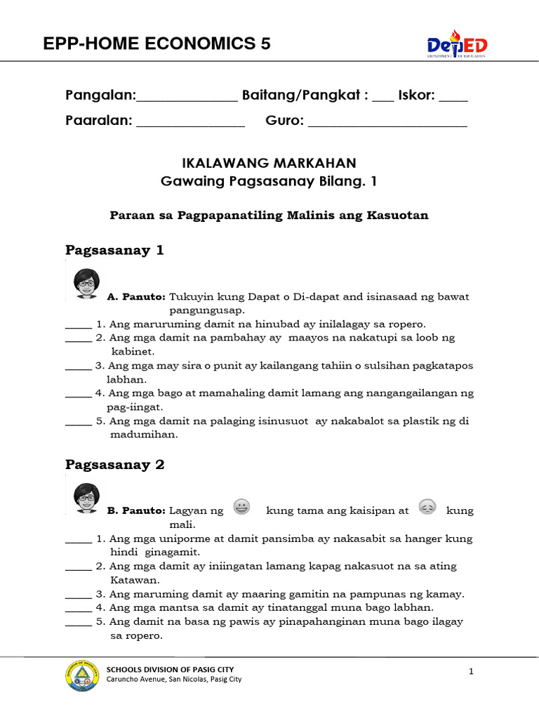 Epp 5 - He 5 - Q2 - DW1 | PDF