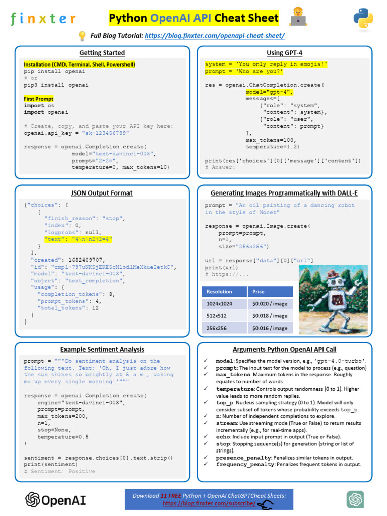 Finxter OpenAI Python API | PDF | Python (Programming Language) | Computing