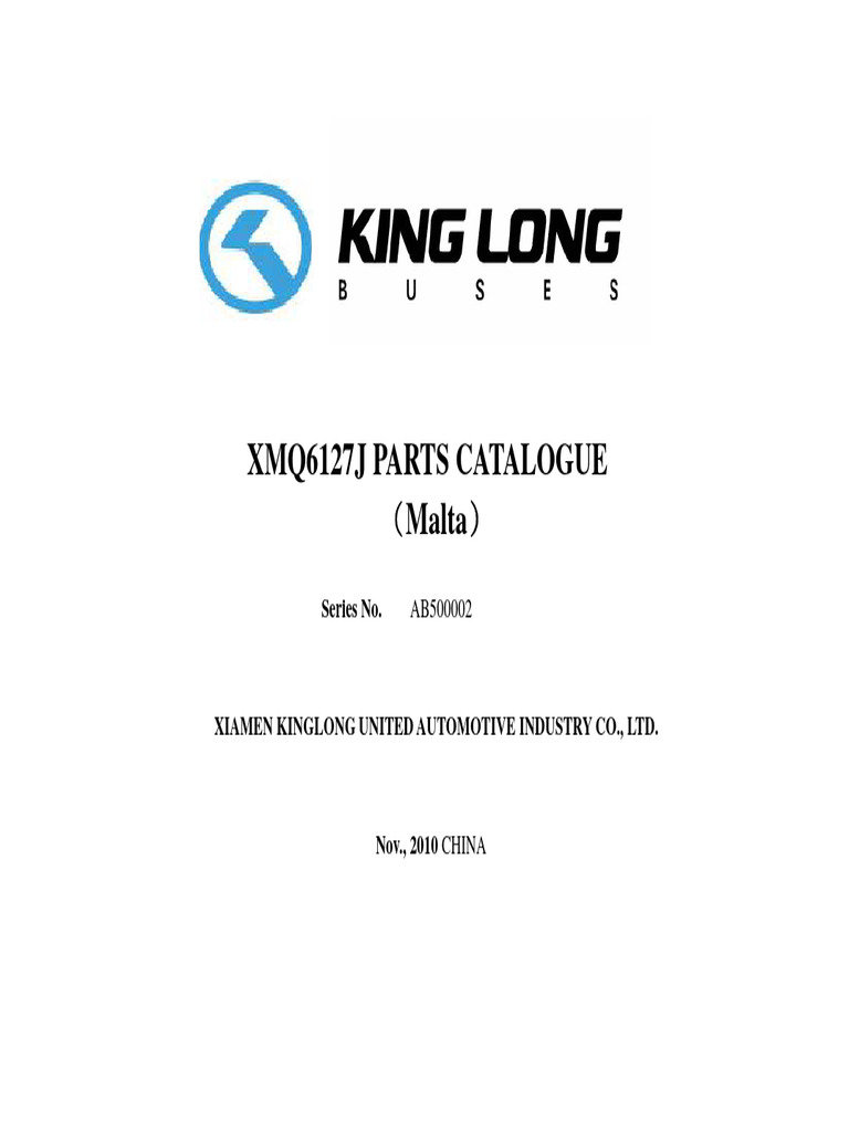 King Long XMQ6127J Parts Catalogue | PDF | Screw | Electrical Connector