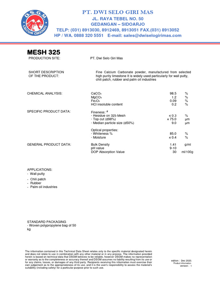 TDS Mesh 325 | PDF
