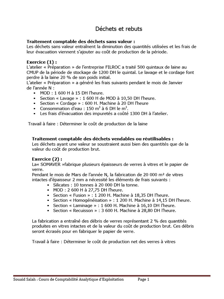 Traitement comptable des déchets et des rebuts PDF