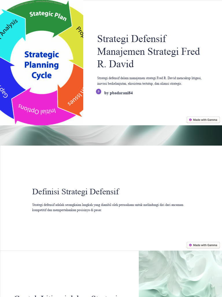 Strategi Defensif Manajemen Strategi Fred R David | PDF