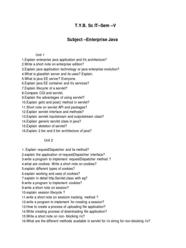Enterprise Java Question Bank | PDF