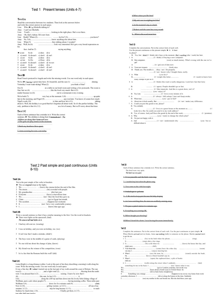 Verb Practice 3 Types and Forms Tense and Aspect PDF