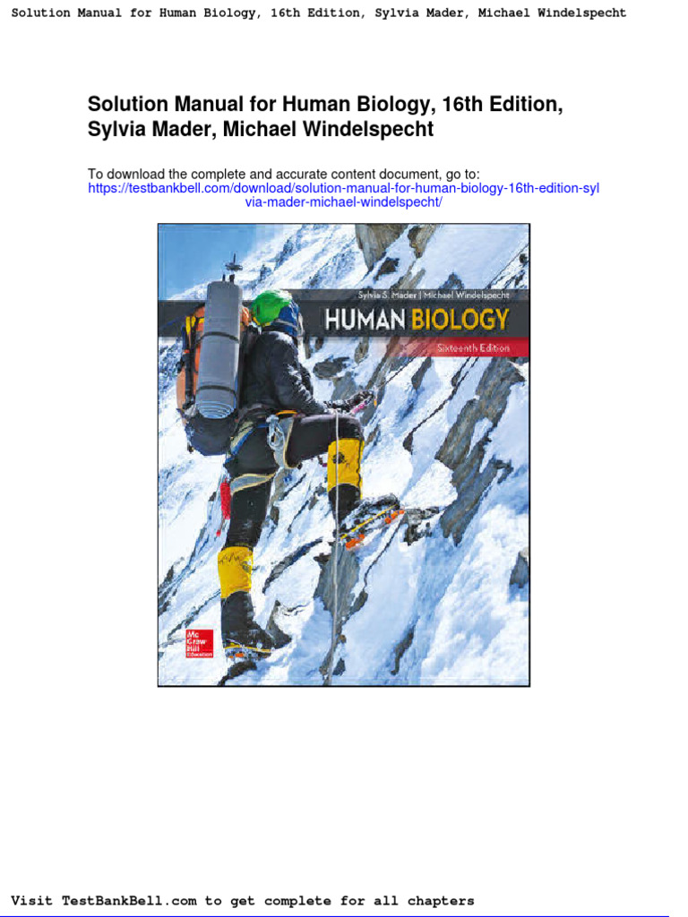 Solution Manual For Human Biology 16th Edition Sylvia Mader Michael