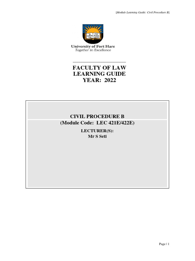 Learning Guide - Civil Procedure B PDF | PDF