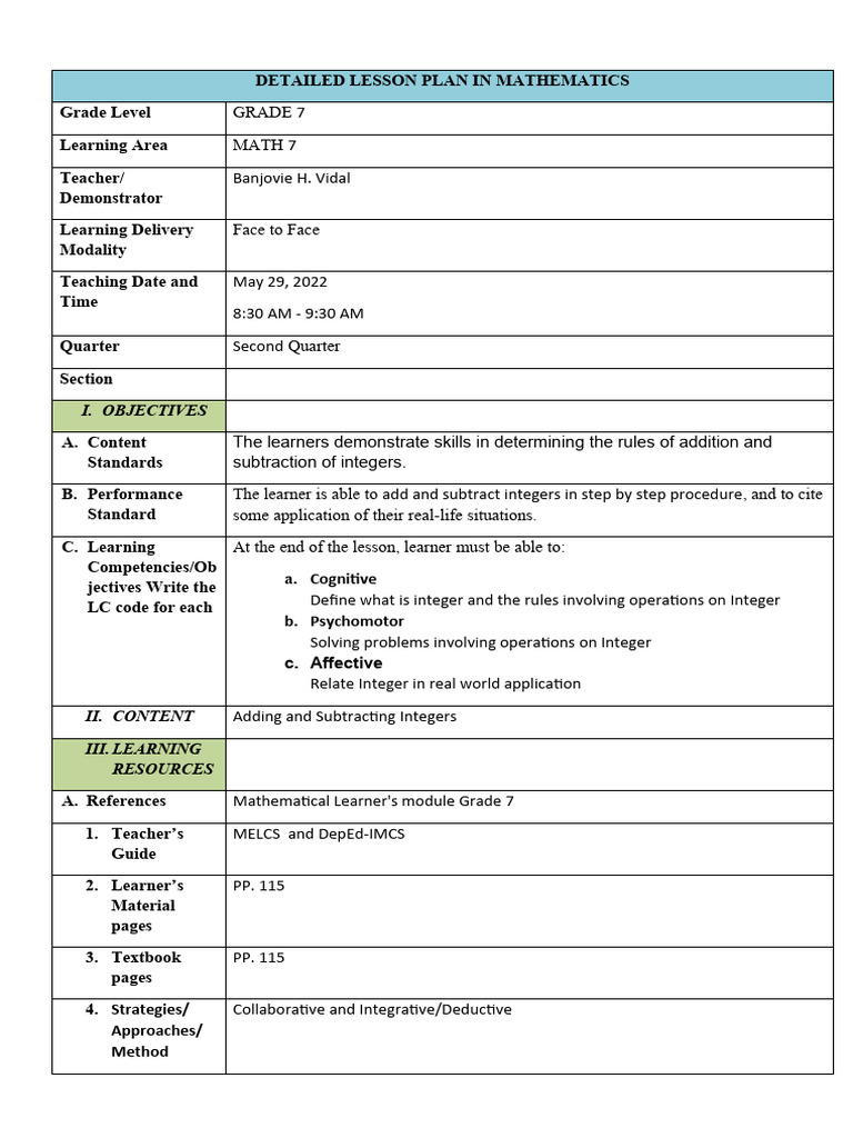 Lesson Plan Deped Format Vid | PDF