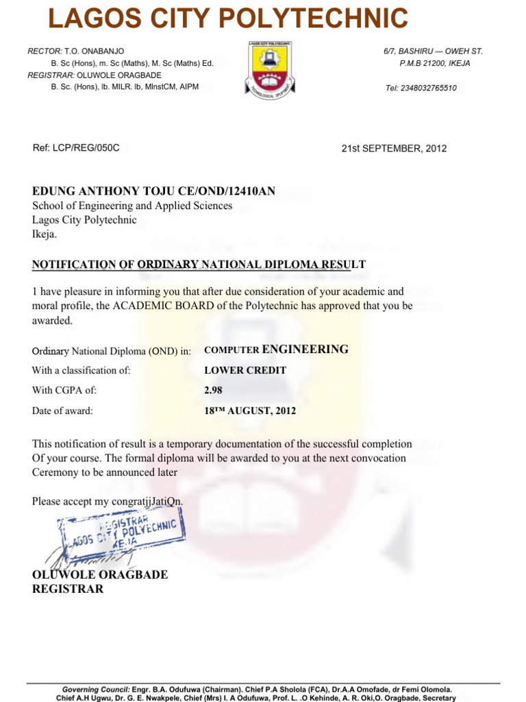Lagos City Poly | PDF