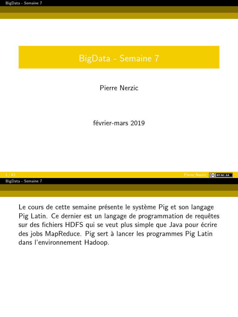 Introduction à Apache Pig et Pig Latin | PDF | Apache Hadoop | SQL