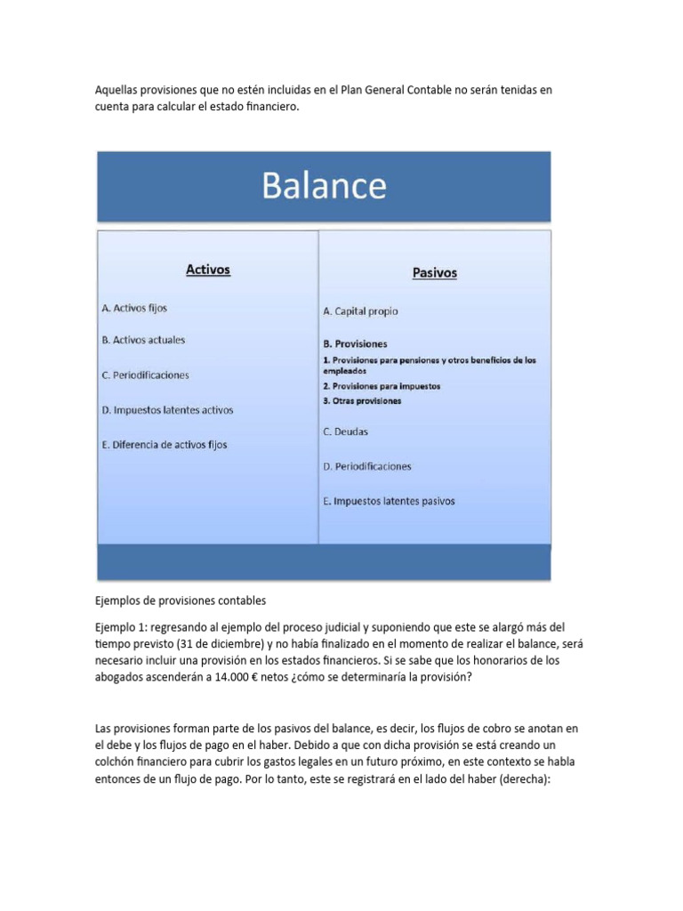 Ejemplos de Provisiones Contables | PDF | Negocios