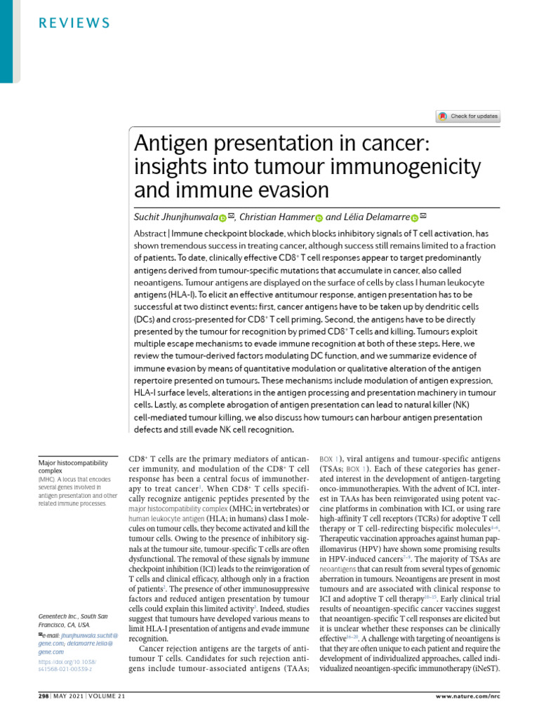 Antigen Presentation in Cancer - Insights Into Tumor Immunogenicity and ...