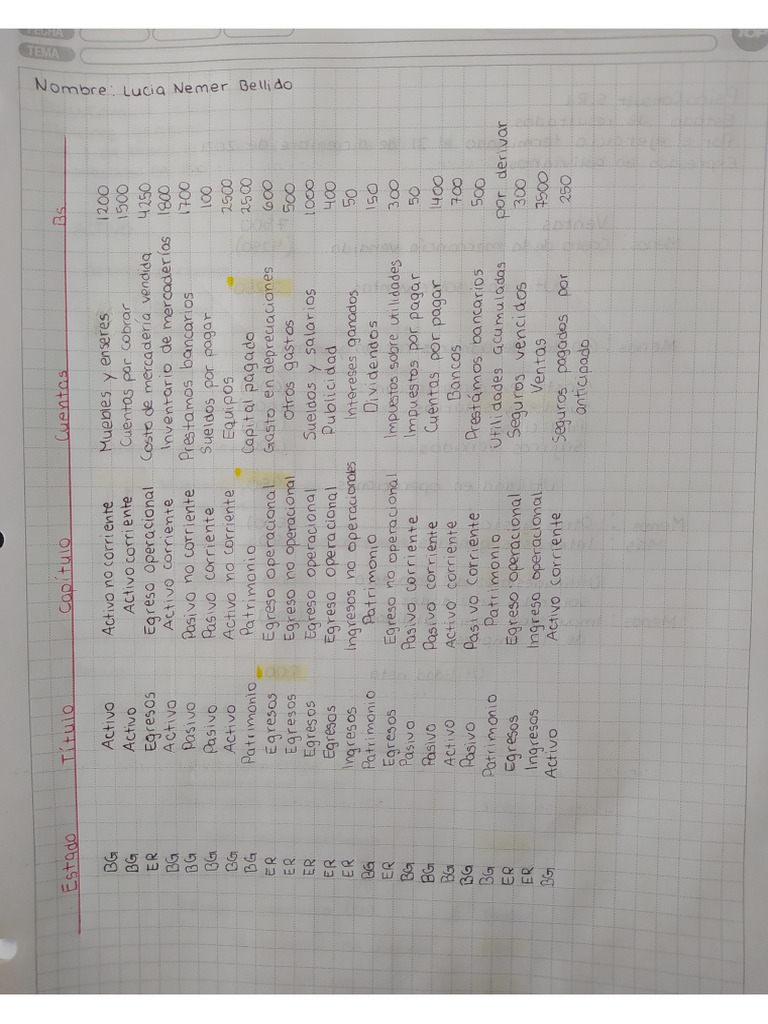 Ejercicio De Contabilidad Pdf