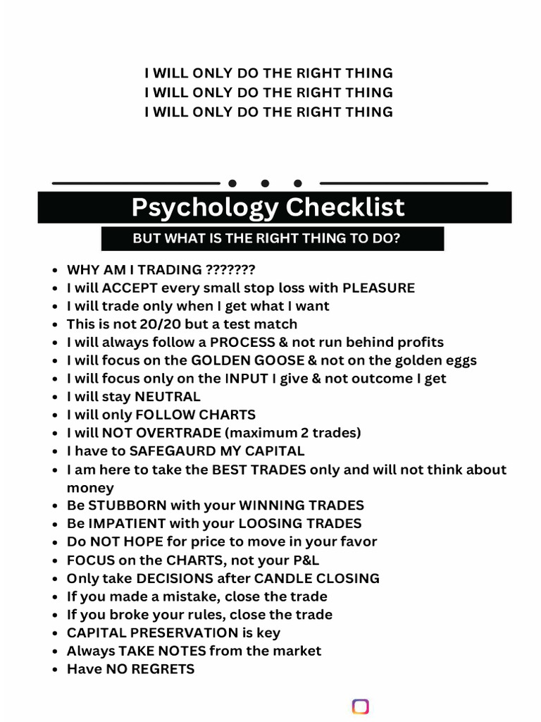 Checklist For Trading PDF