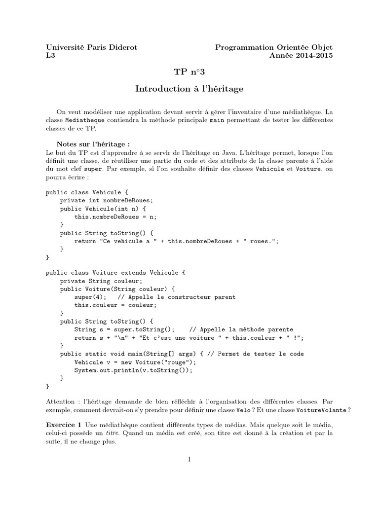 Héritage en Java pour Médiathèque | PDF | Média (Communication) | Java ...