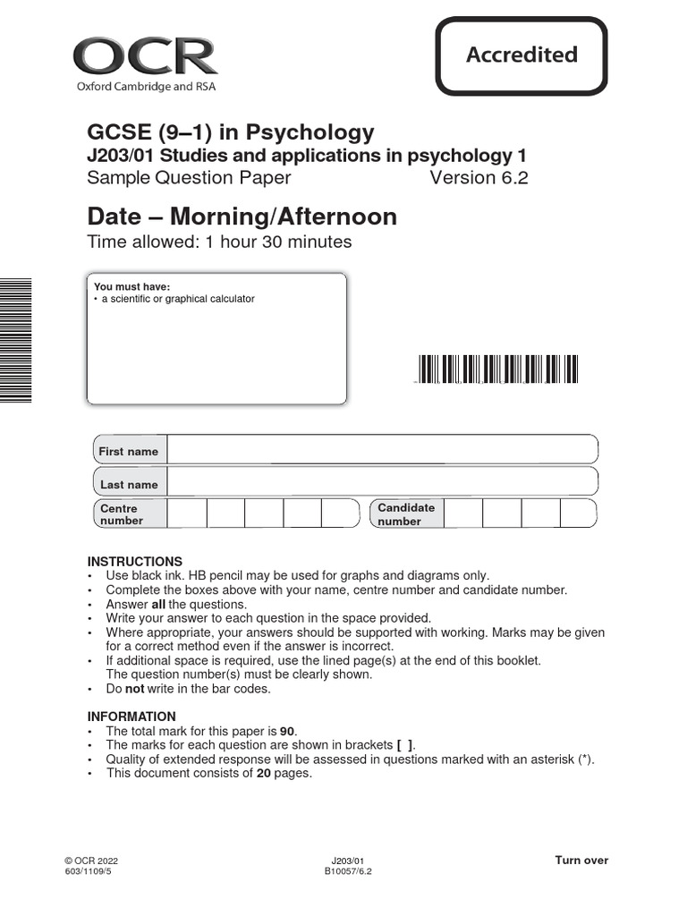 Unit j203 01 studies and applications in psychology 1 sample assessment