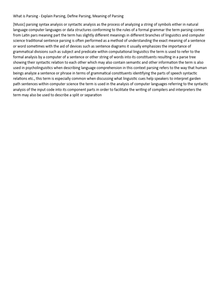 What Is Parsing - Explain Parsing, Define Parsing, Meaning of Parsing ...