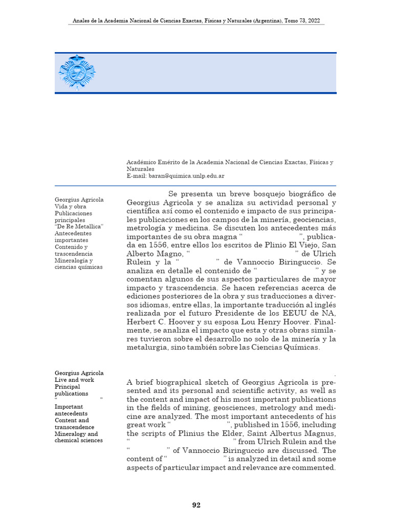Georgius Agricola (E. J. Baran) | PDF | Rieles | Sustancias químicas